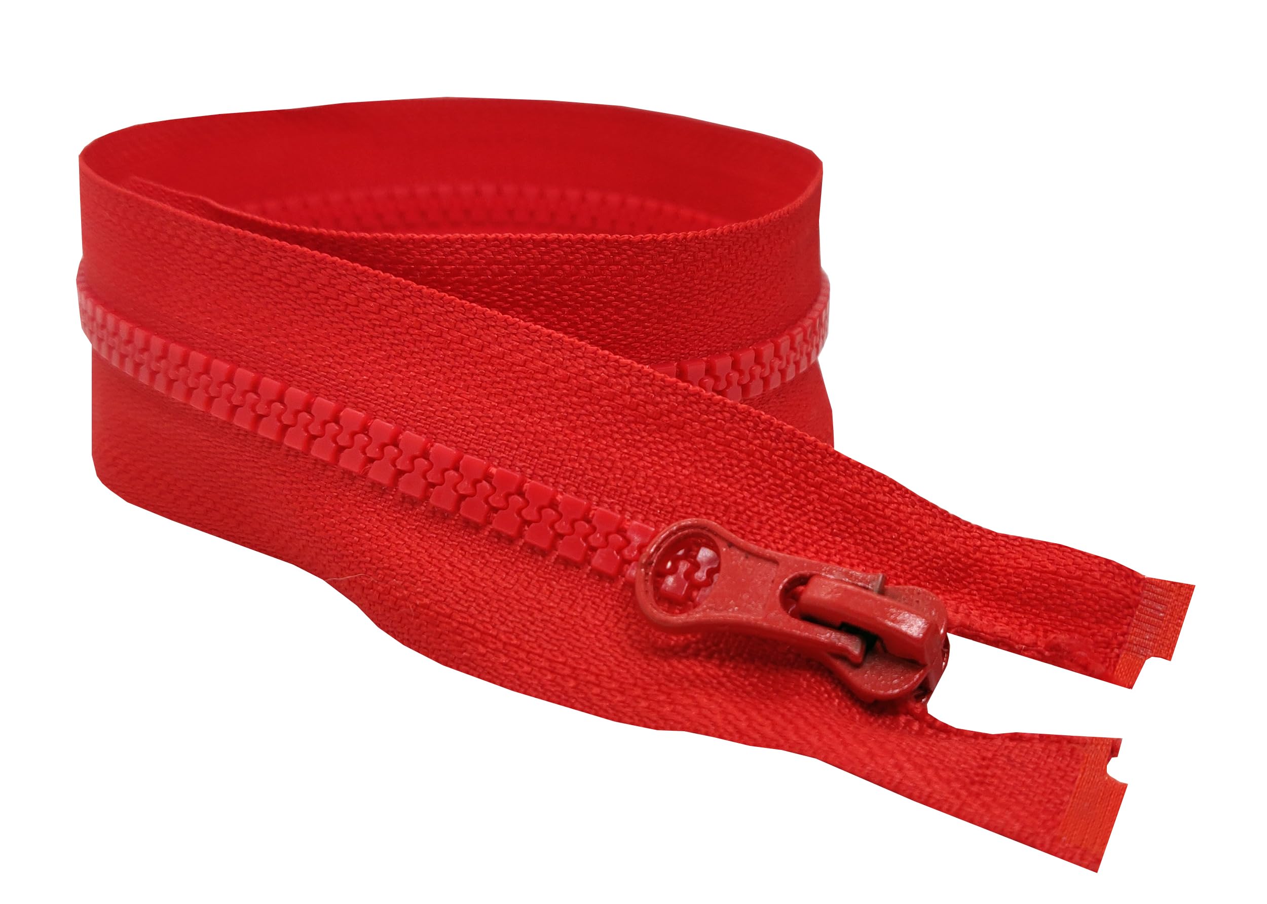 1pc Chunky Zip 35cm (13.7") Open-End Single Slider Fastener One Way Resin Zip for Jackets Coats Zipper Replacement (RED)
