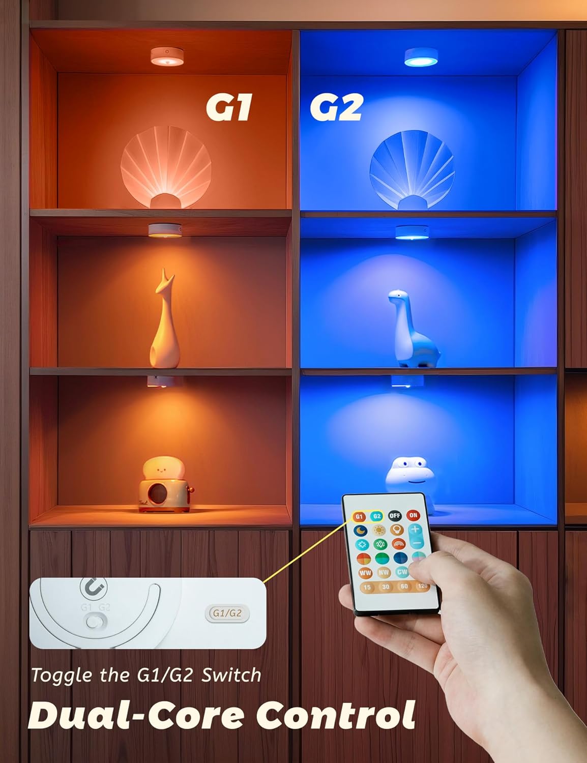 LED Under Cabinet Lights, Rechargeable Puck Lights with Remote Control, Dimmable LED Touch Tap Light for Kitchen,Cabinet,Closet, Counter,3 Pack