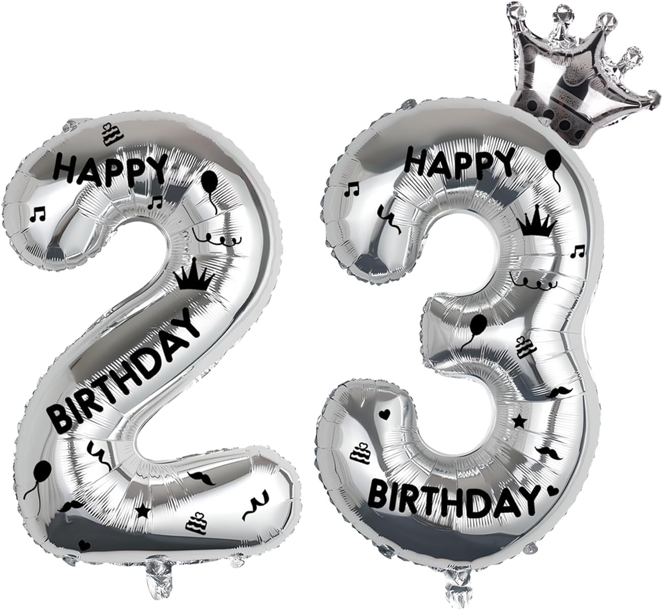 Amazon.com: 40 Inch Silver Foil Balloon Number 23,Crown 23th Birthday ...