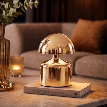 Mini Mushroom Rechargeable Table Lamp Cordless, Gold