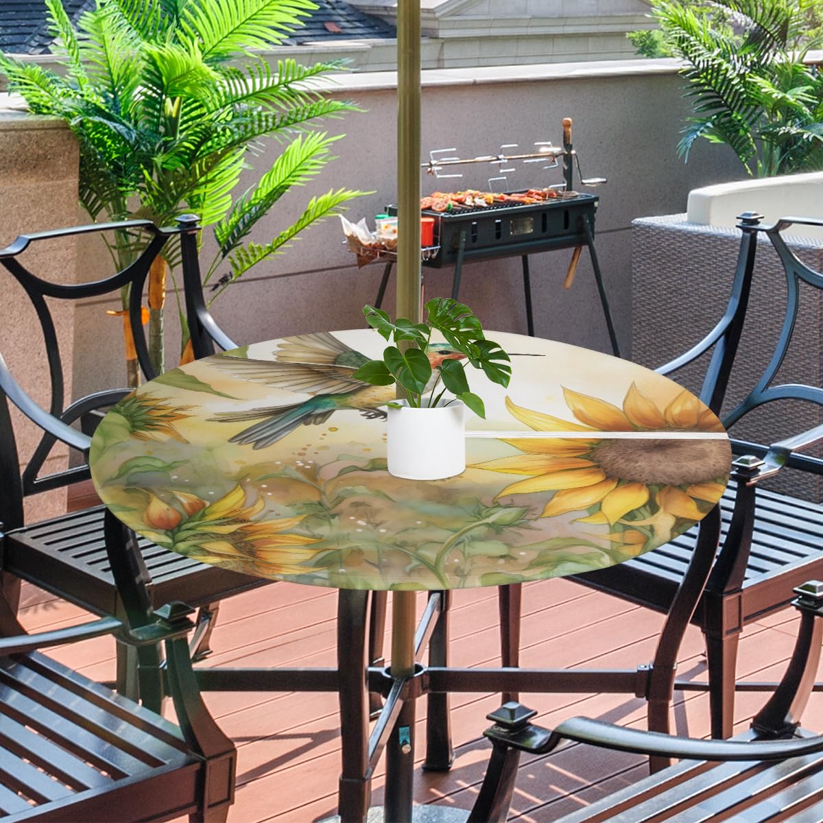 KNEMI Outdoor Round Tablecloth with Umbrella Hole - Image 2