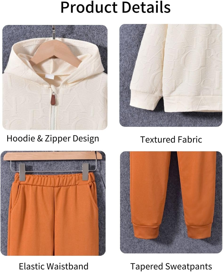 HIHA Boys Sweatsuit Clothes Long Sleeve Hald Zip Hoodie Sweatshirt Pant Set Size 6-12