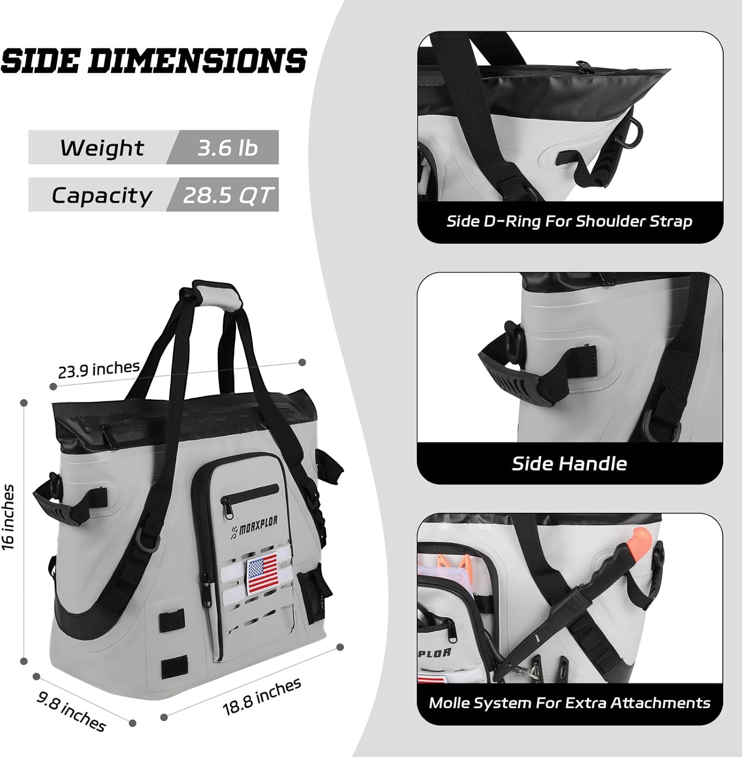 MORXPLOR Insulated Fish Cooler Kill Bag with Flat Bottom-26x18 31x14 40x16 50x18 60x20 70x25 Inches Waterproof Fishing tackle Kill Cooler Bag