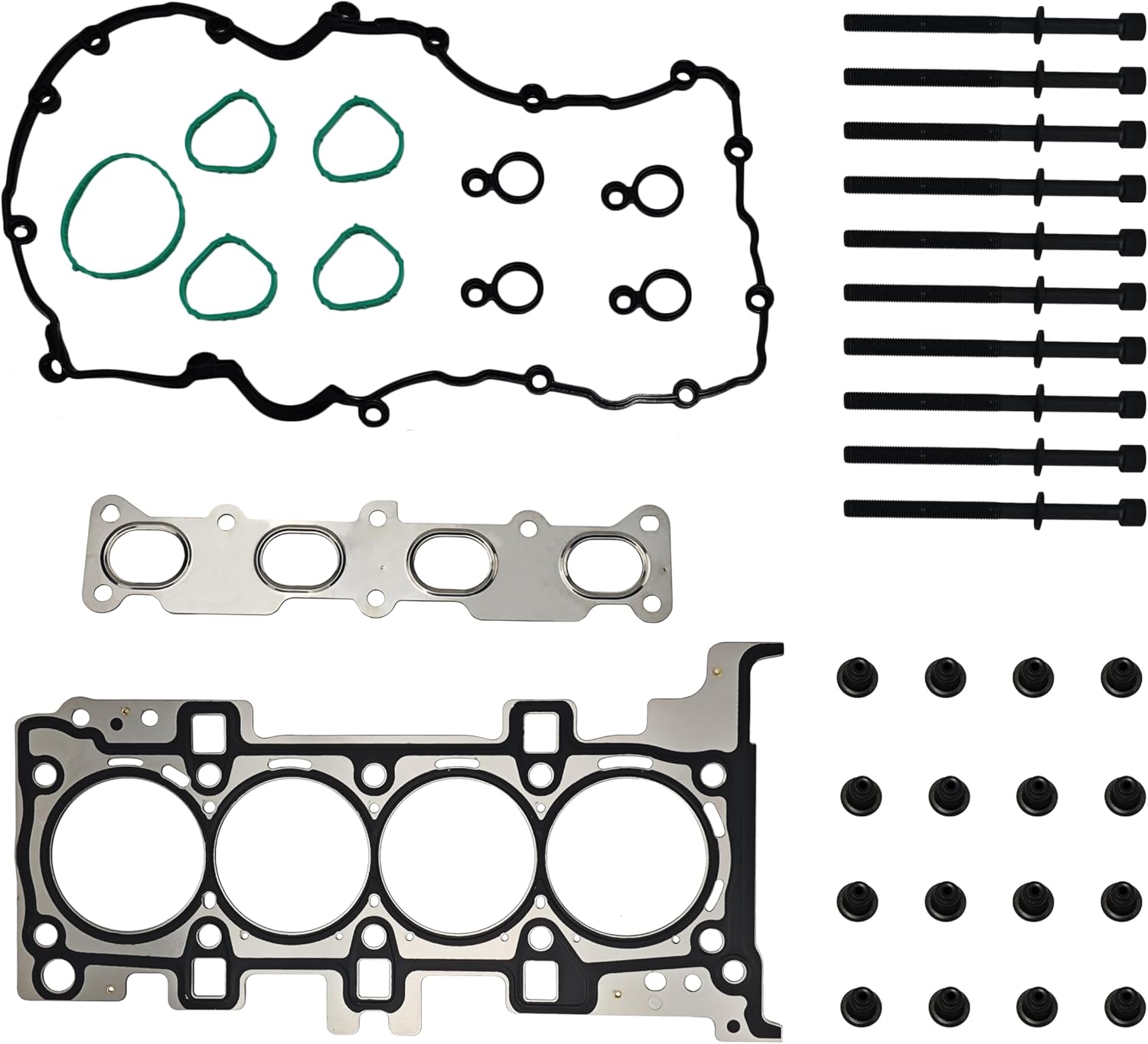HGB1171 Cylinder Head Gasket Set & Bolts Fits Dodge Dart 2.0L/2.4L, Fiat 500X, for Jeep Cherokee, Compass, Renegade, Ram ProMaster City, Chrysler 200 2.4L 2013-2020, HS55384