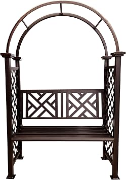 Oakland Living Bronze Aluminum Garden Arbor Arch with 2-Seater Bench