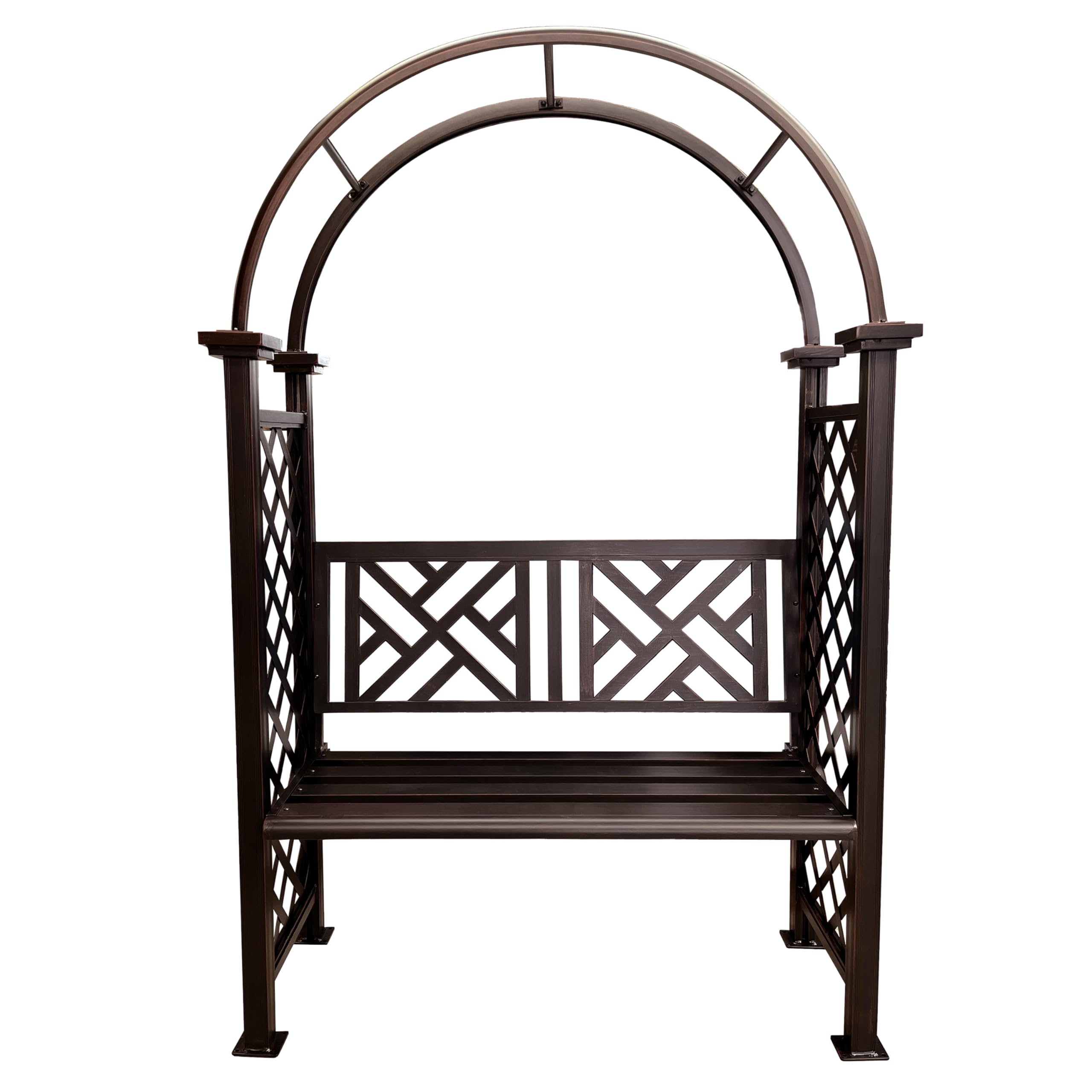 Oakland Living Bronze Aluminum Garden Arbor Arch with 2-Seater Bench