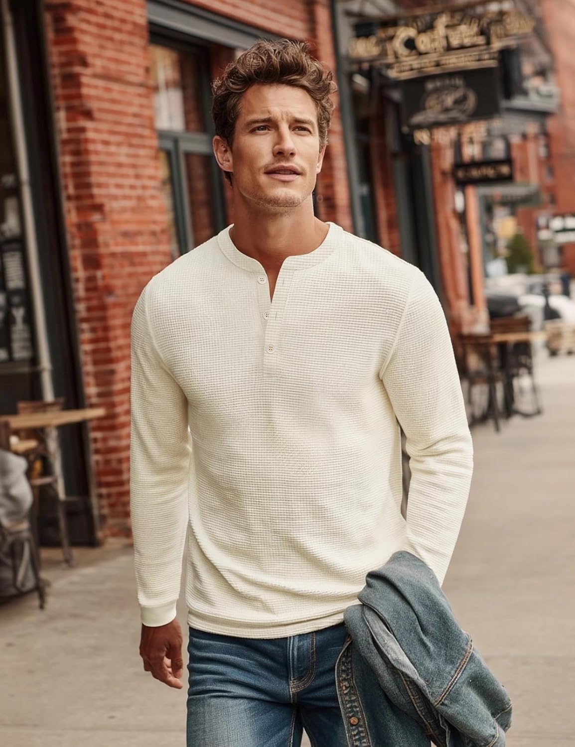 Zengjo Mens Long Sleeve Henley Shirts Casual 3-Button Cotton-Poly Blend T-Shirts - Image 4