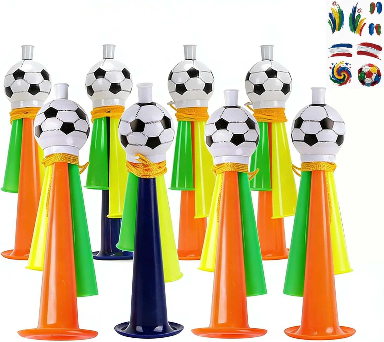 Vuvuzela Soccer Fan Horn with Lanyard - Loud Plastic Stadium Noisemaker for Sports Games, Tailgate Parties & Cheering
