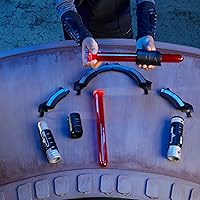 Vista 6 de STAR WARS Lightsaber Forge Inquisitor Masterworks Set de sable de luz electrónico de doble hoja, juguete de rol personalizable para niños a partir