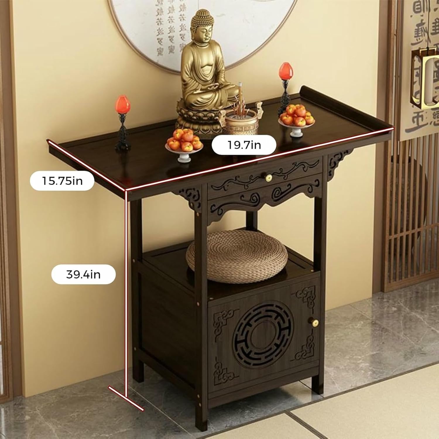 Shrine Altar, Prayer Table, Personal Shrine Altar Table, Chinese Cabinet Pedestal Offering Table,Altar Table with Storage, for Living Room, Study Room