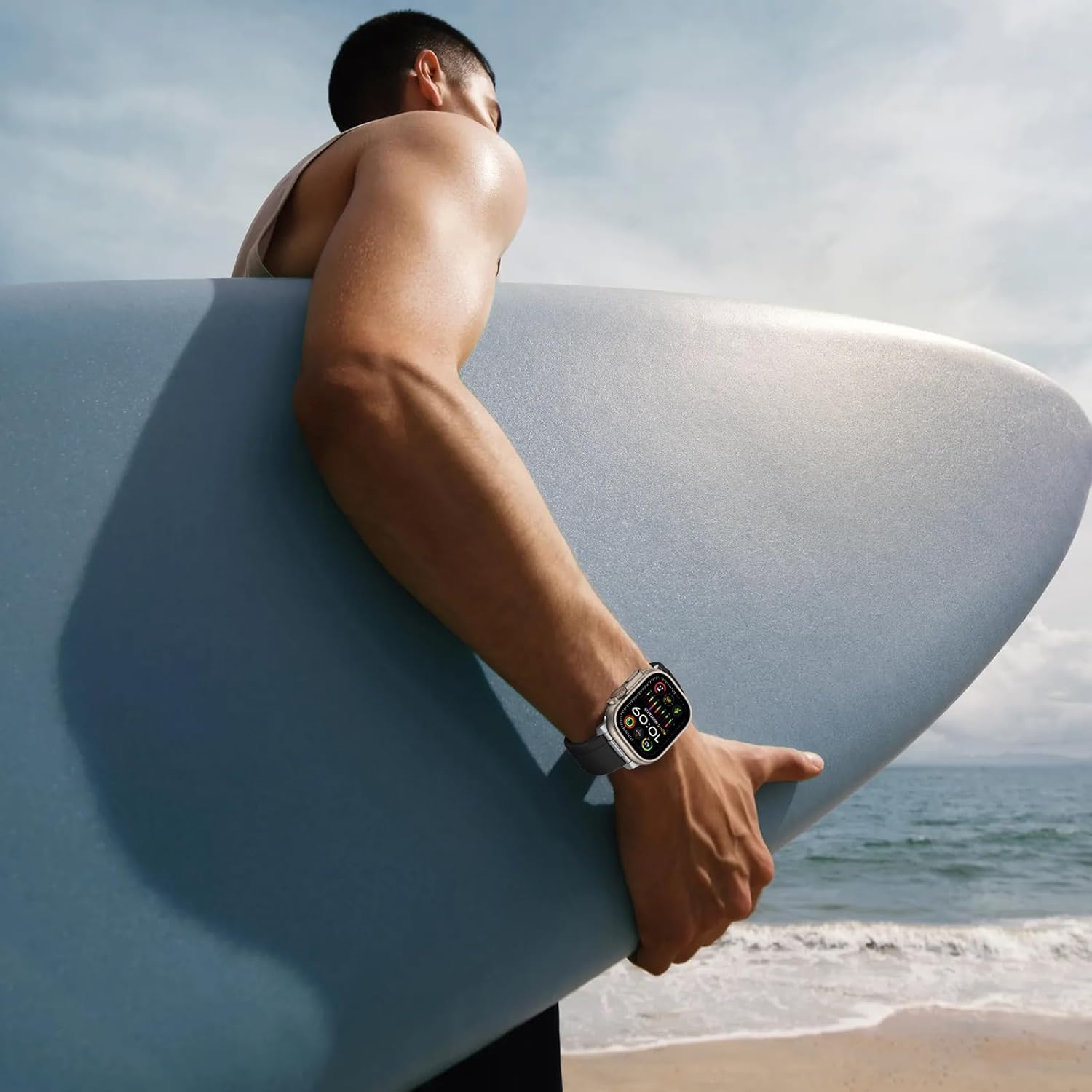 Anlinser Bands Compatible with Apple Watch Ultra 3/2/1 Band 49mm 46mm 45mm 44mm 42mm for Men, Rugged Silicone Sport Strap with Metal Connector for iWatch SE Series 11 10 9 8 7 6 5 4-1 (Black) - Image 7