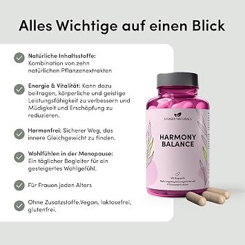 Steiger Naturals Harmony Balance – Pflanzlicher Komplex für Frauen mit 10 Pflanzenextrakten Hormonfrei Vegan Laktosefrei Glutenfrei 90 Kapseln