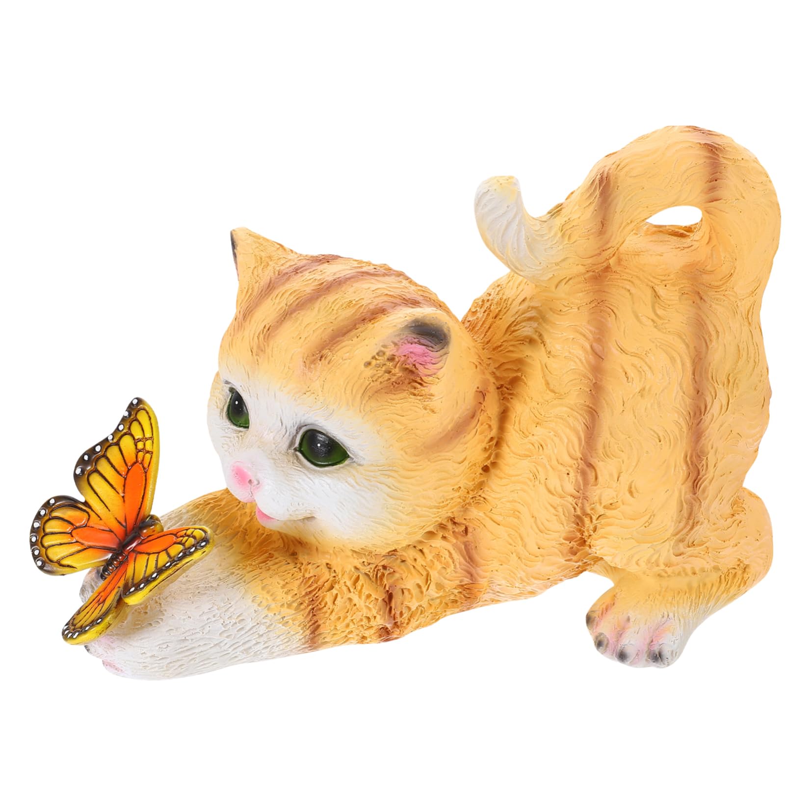 Toddmomy Kleine Katzenfigur aus Kunstharz, Realistische Gartenstatue Gelb | Katzendeko für Raumgestaltung, Einzigartige Feine Form, Sammelstück für Lehrer und Sammler