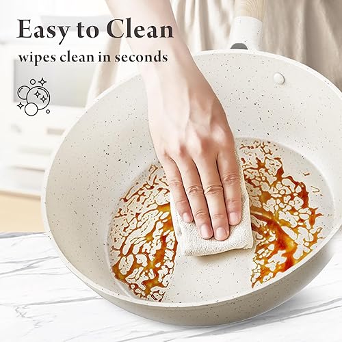 Miniatura 6 de Juego de ollas y sartenes antiadherentes de 14 piezas, juego de utensilios de cocina de cerámica de alta calidad con utensilios, gran capacidad,