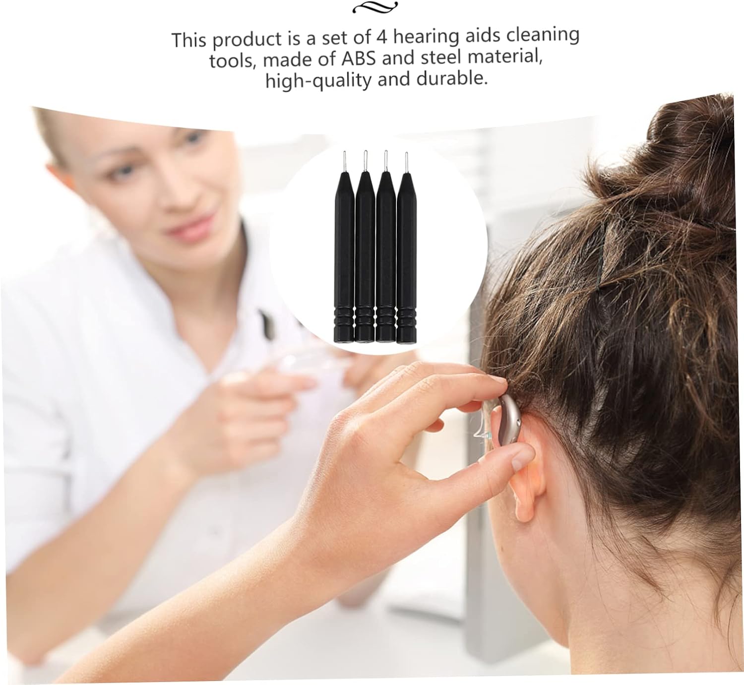 COLLBATH 4pcs Steel Needle Rod for Earwax Removal Earmold Cleaner Hearing Aids Cleaning Tool Earwax Cleaning