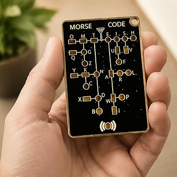 Morse Code Trainer Card Pro, PCB Style Learning Tool with Interactive LED Lights & Signal Buttons, Real-Time Decoding Learning Card, Pre-Assembled Portable Telegraph Practice Kit (A-1PC)