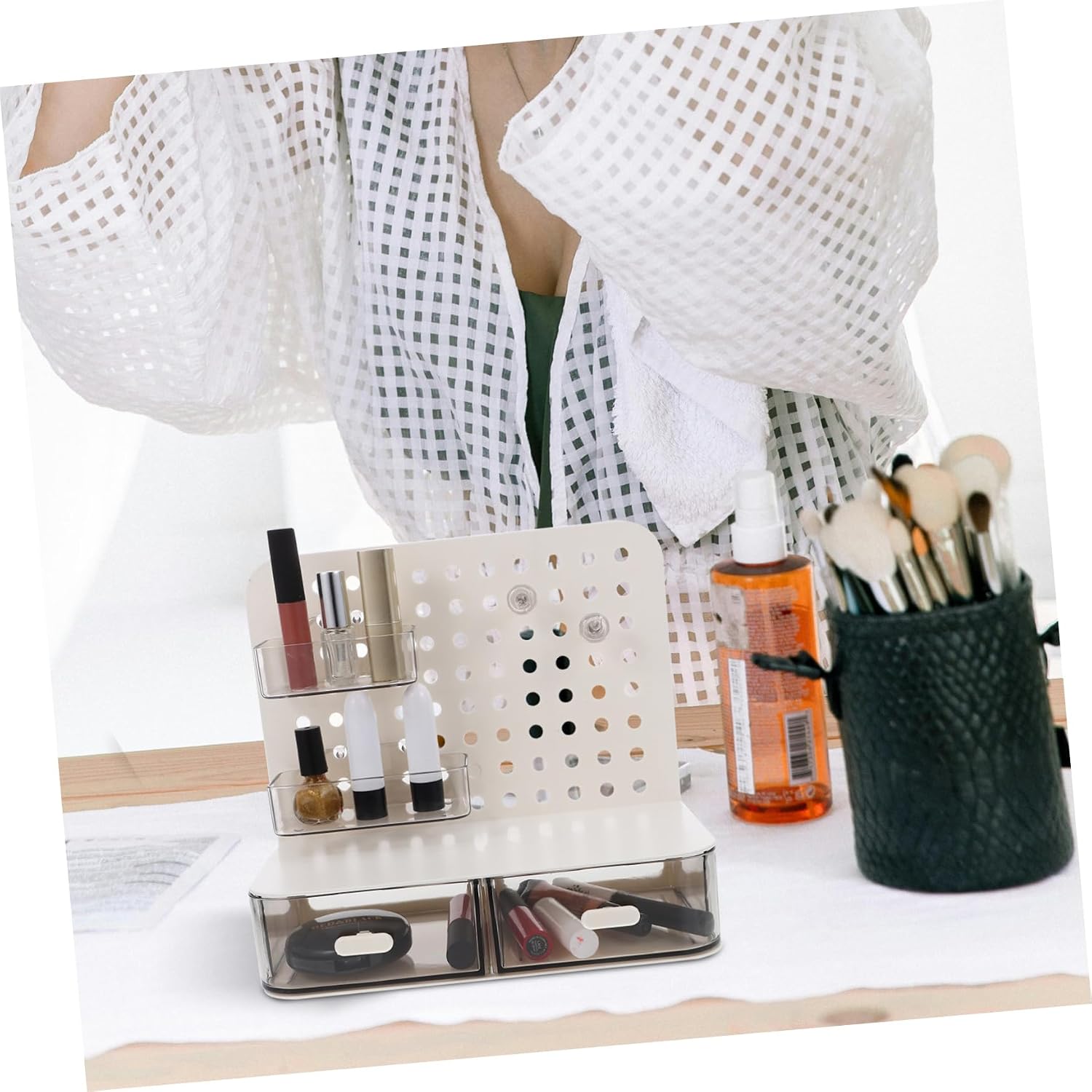 Wall Mounted Desk Organizer with Pegboard Storage System for Home Office Multi Functional Workspace Organizer for Office Supplies Easy for Efficient Desktop Storage