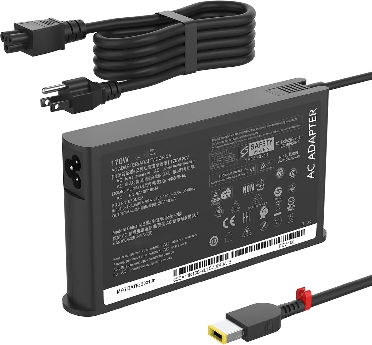 170W Laptop Charger Compatible with Lenovo ThinkPad P1 P17 P16v P15v P15 Gen 7 6 5 4 3 2 1 Extreme X1 P50 P51 P52 P53 P70 P71 P73 Legion Slim 5 5i Yoga Pro 9i IdeaPad Pro 5 5i 16IMH9 16IRH8 AC Adapter