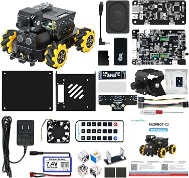 Yahboom Raspberry Pi 5 ROS2 Robot Car 360Movement, AI Vision & Tracking, Integrated Multimodal Large AI Model OpenRouter, AI Voice Interaction Superior Without RPi5