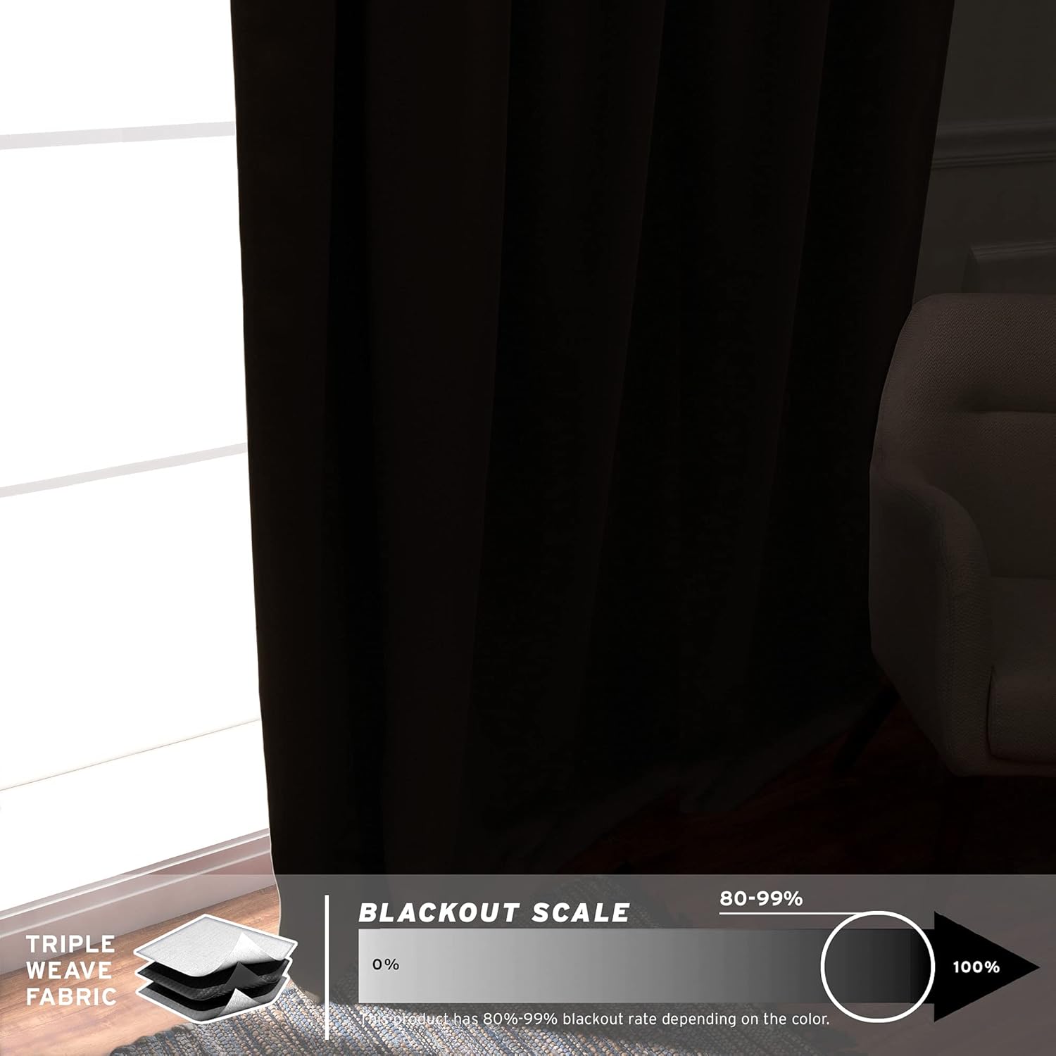 Best Home Fashion Wide Width Blackout Curtains - Premium Thermal Insulated Window Treatment Blackout - Antique Bronze Grommet Top – Navy - 100" W x 84" L - (1 Panel)