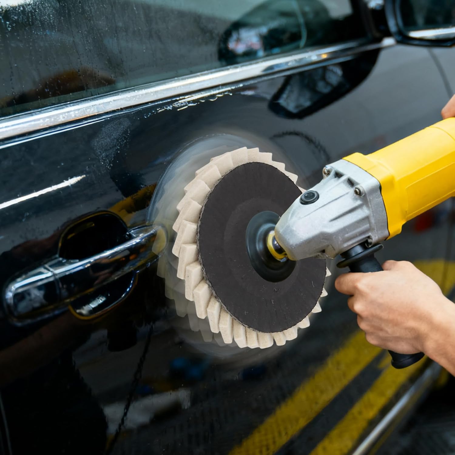 SINJEUN 15 PCS Felt Flap Disc Abrasives, 4-1/2" x 7/8" Wool Polishing Wheel Disc, Angle Grinder Buffing Wheel, Off-White