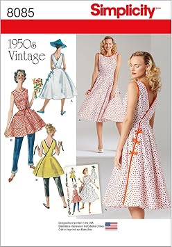 Simplicity 8085 Womens Vintage 1950s Wrap Dress Sewing Pattern, Sizes 14-22