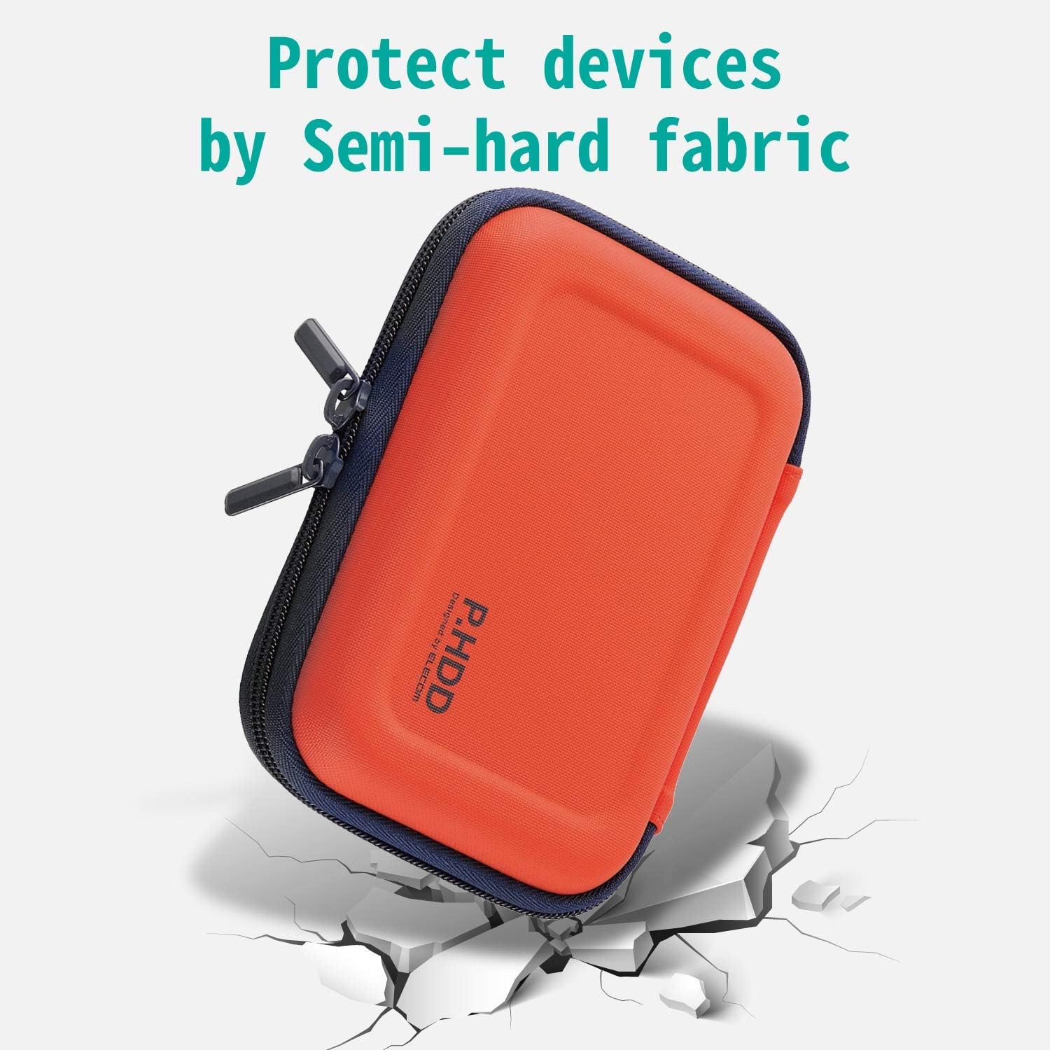 ELECOM HDC-SH001DR Portable Hard Drive Case Semi-Hard Small Size with Hard Drive Drop Protection Net Orange