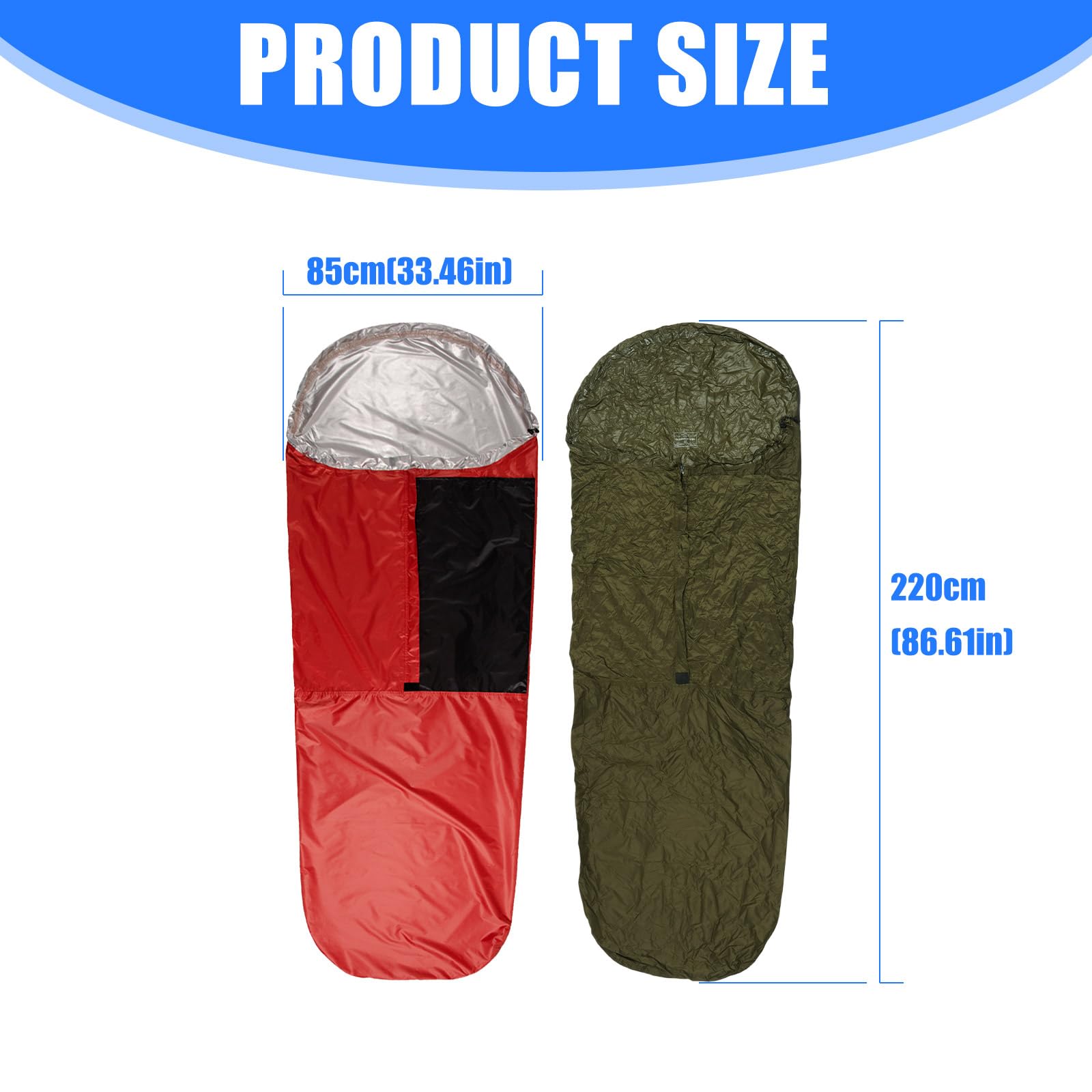 Militaries - Protector de saco de dormir de camping permeable para emergencias para varios climas al aire libre