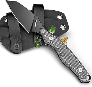 Small Fixed Blade Knife X-YZ, Full Tang Outdoor Knife with Micarta Handle & Horizontal Carry Sheath, Compact EDC Knives for Camping, Hiking & Gifts for Men