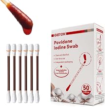 50-Count Disposable Povidone Iodine Swabs, Iodine Cotton swabs, Iodine swabsticks, Wound Care, Gentle Care and Emergency Care for The Whole Family.