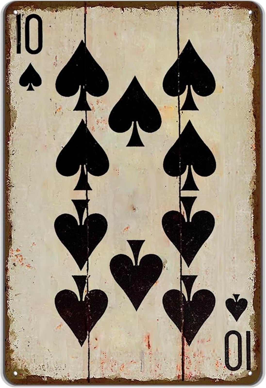 IDGTTLDF Retro Poker Ten of Spades Metal Tin Sign for Man Cave Home Cafe Pub Bar Game Room Wall-Art 8 X 12 in