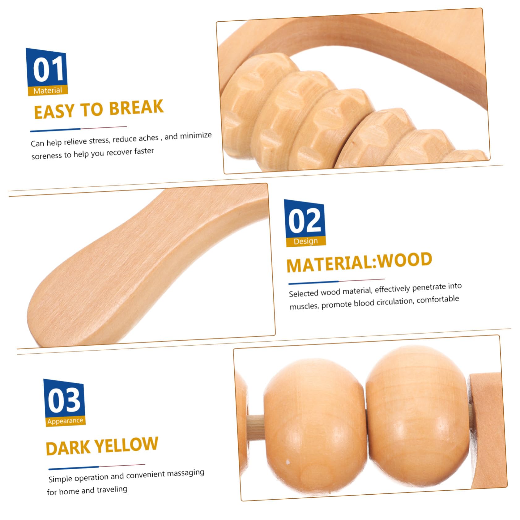 Ipetboom Rodillo De Masaje De Madera 2 Unidades Para Cuello y Hombros, Masajeador Portátil Multifuncional Para Pies y Espalda En Casa y Viajes
