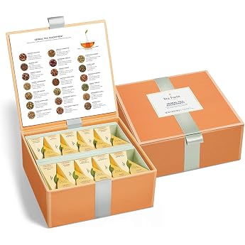 Tea Forte Tea Box with 40 Handmade Pyramid Shaped Herbal Tea Bags to Taste Assorted Varieties - Chamomile Chai Mint and More