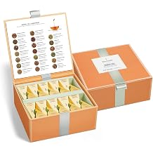 Tea Forte Tea Sampler, 40 Pyramid Infuser Bags, Premium Tea Gift Set | Herbal Tea Chest Presentation Box, 2 of Each, Individually Wrapped, Giftable Presentation Box for Tea Lovers