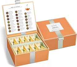 Tea Forte Premium Tea Chest Presentation Box Gift Set Sampler, 40 Count Individually Wrapped Handcrafted Pyramid Tea Infuser Bags, Herbal Tea