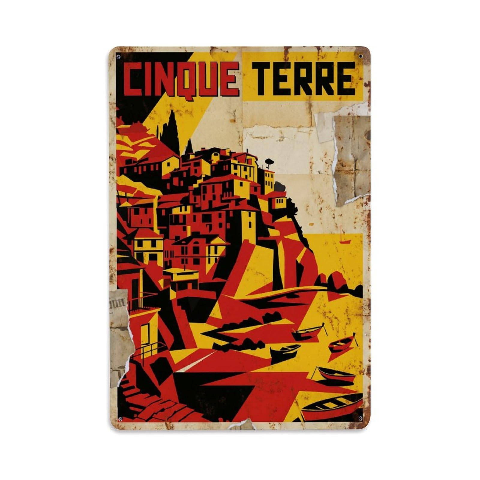 Yrnq 08X12inch Vintage Style Vintage Travel Cinque Terre Italy Roadway Metal Tin Sign