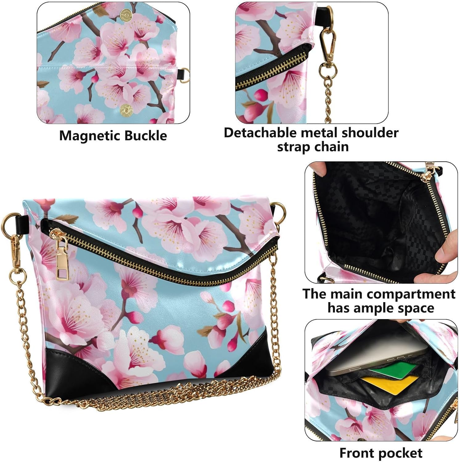 Flowers Floral Pink Women's Wristlet Wallet Leather Clutch Purse Handbag 20850116