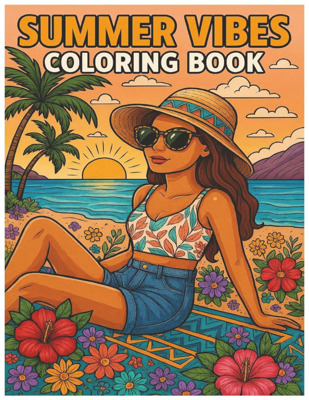 Summer Vibes Coloring Book: Relaxing Tropical and Cozy Summer Scenes for Adults and Teens