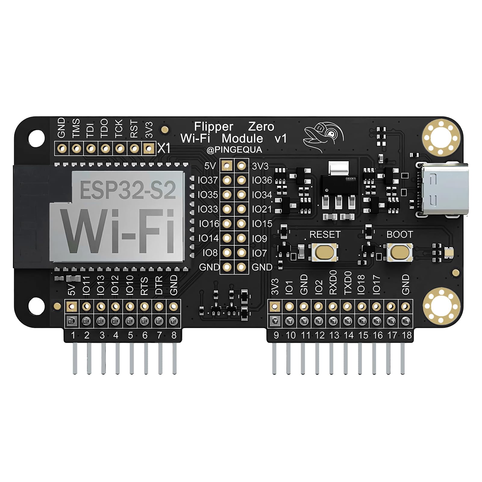 Flipper Zero Wi-Fi Devboard with Pre-Installed Marauder Firmware, ESP32-S2 Chipset for Wireless Testing, Expandsion Module Accessories(Black)