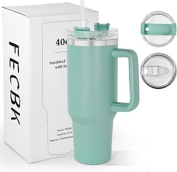 40oz Insulated Tumbler with Handle and 2 Straw Lids 1.2L, Teal