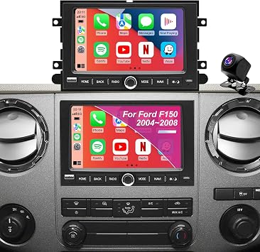 Upgrade Car Radio for Ford F150 F-150 2004-2008, F250/F350 2006-2016, Mustang 2005-2009, Escape 2008-2012, 7 Inch Touch Screen Stereo with Carplay Android Auto GPS Backup Camera Bluetooth WiFi SWC FM