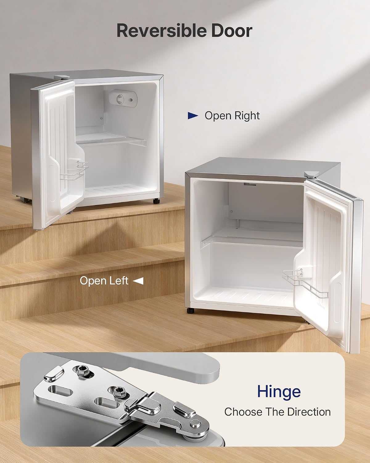 Upstreman 1.5 Cu.Ft All-Refrigerator Mini Fridge, Single Door Small Refrigerator, Dorm Fridge with 7 Adjustable Thermostat, Compact Refrigerator for Office, Bedroom or Dorm, Silver-CR16