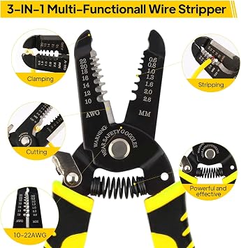 Wire Stripper, Automatic Wire Stripper, 10-22 Awg Multi Gauge Wire Strippers, 7