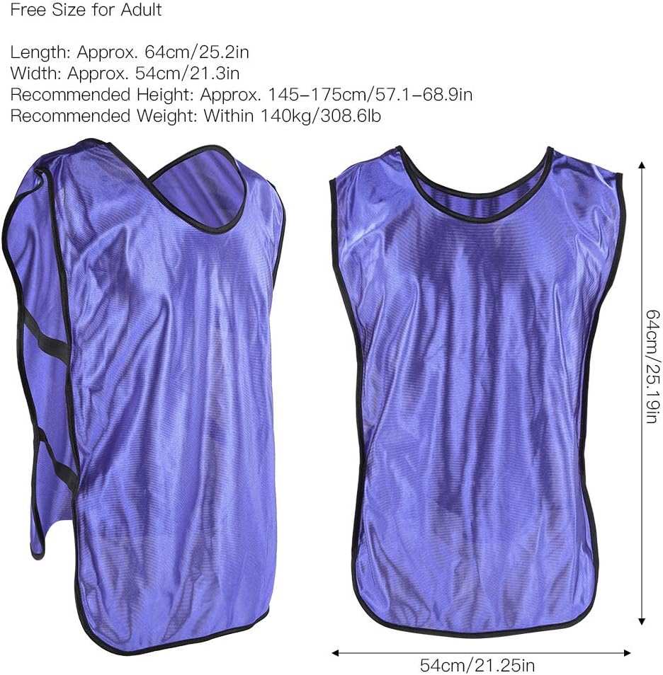 12pcs Purple Adult Training Vest Nylon Team Practice Pinnies, Soccer Football Bibs, Lightweight Breathable Sports Vests for Basketball Fitness Outdoor