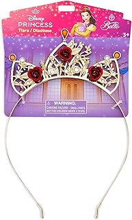 Disney Store Official Diadème Belle pour enfants, La Belle et la Bête, accessoire de déguisement avec finition dorée, roses rouges et strass