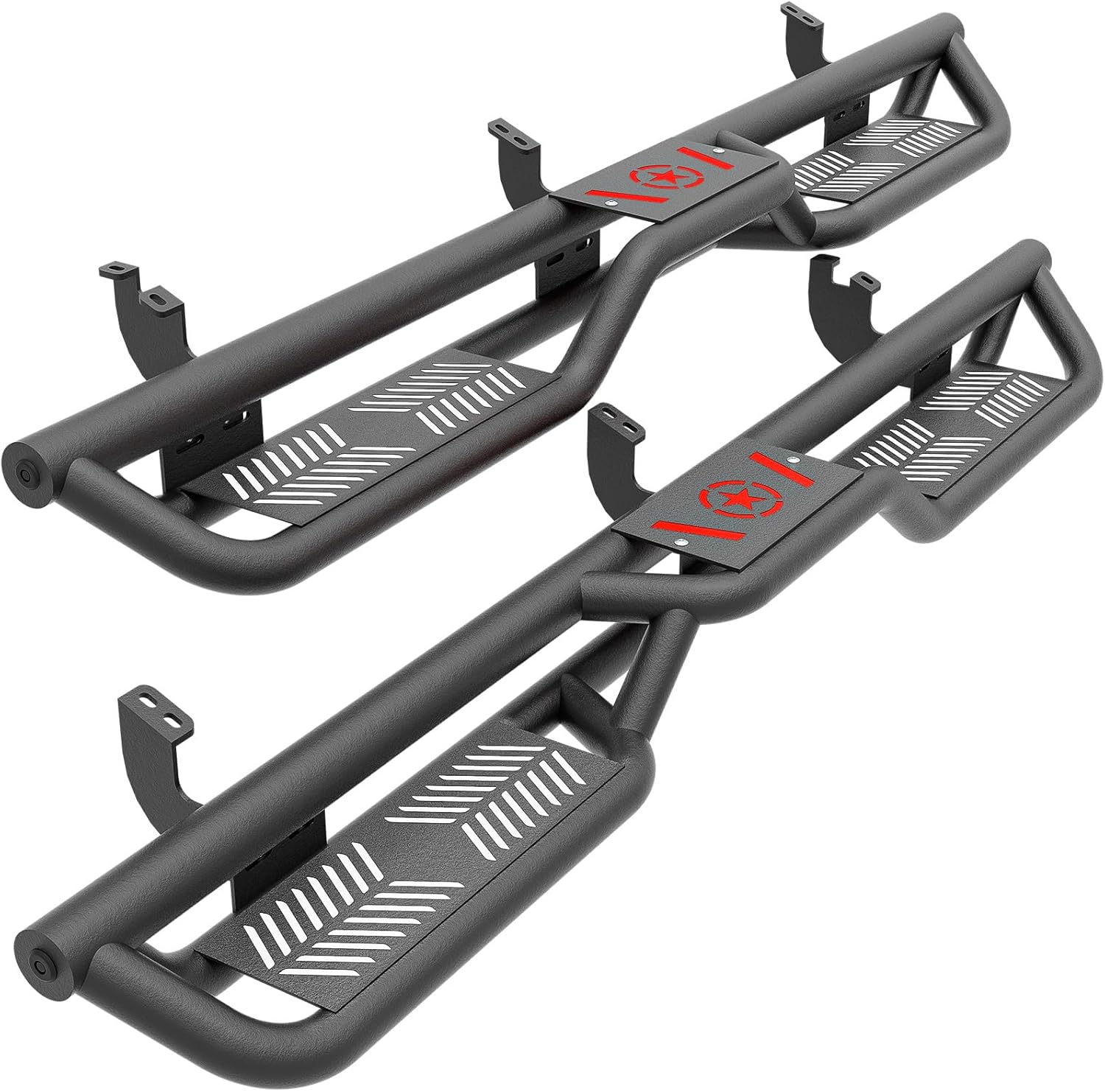 YZONA Running Boards Side Steps Compatible for 2010-2024 Toyota 4Runner Trail Edition, 2014-2024 Toyota 4-Runner SR5 / TRD Pro (Without Side Skirts), Two Stairs Design Bolt-on Side Steps Nerf Bar