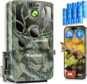 usogood Trail Camera WiFi 4K 48MP, Game Camera that Send Pictures to Phone,8 Batteries & 32GB Card,Wifi Trail Cameras with Night Vison Motion Activated Waterproof for Deer/Backyard/Wildlife Monitoring asin的图片