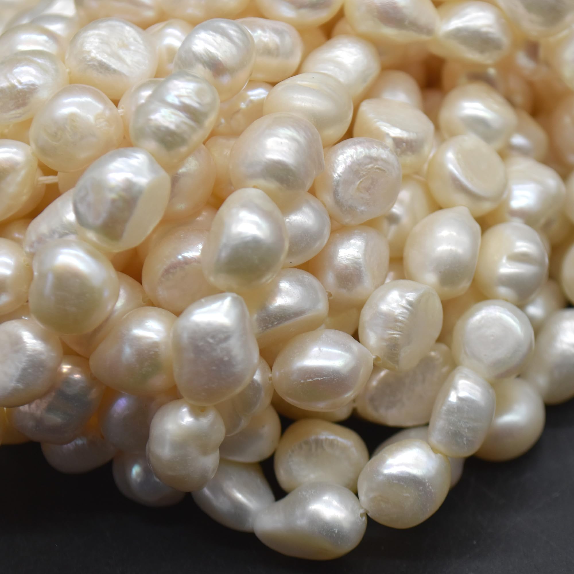 Freshwater Baroque Nugget Pearl Beads - White - 10mm - 14mm - 14'' Strand