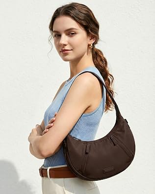 Prite Crescent & Half Moon Bag for Women, Waterproof Nylon Crossbody Sling Bag with Multiple Pockets, Lightweight Everyday Purse
