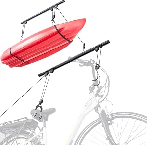 Bike Hoist Pro with Kayak Straps - Heavy Duty Ceiling Mount for Bikes, Kayaks, Ladders